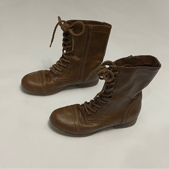 Time and Tru Womens Brown Mid Calf Lace Up Side Zip Size 6 Combat Boots - Picture 4 of 10